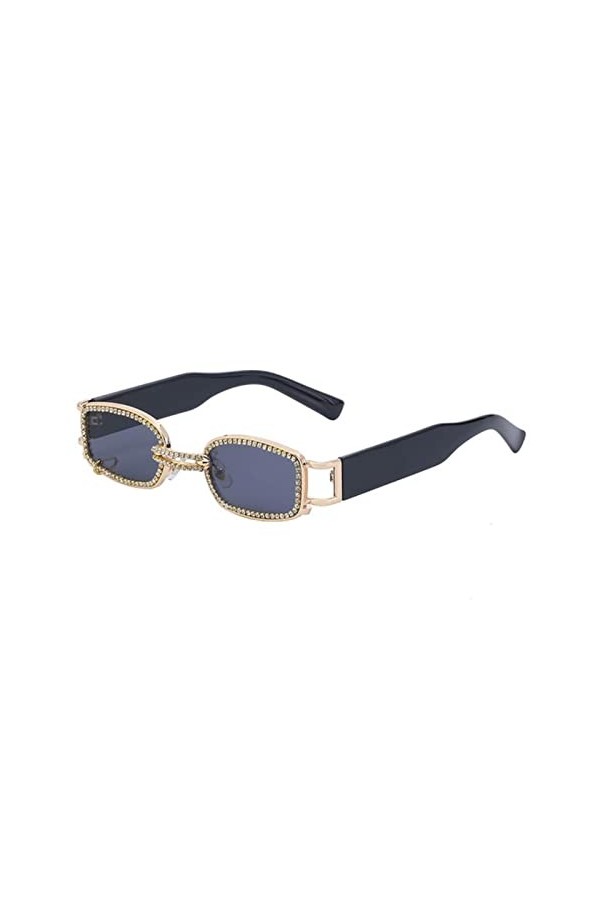 LANGYI Mew Lunettes de soleil rectangulaires en strass avec petite monture et petites branches pour homme et femme