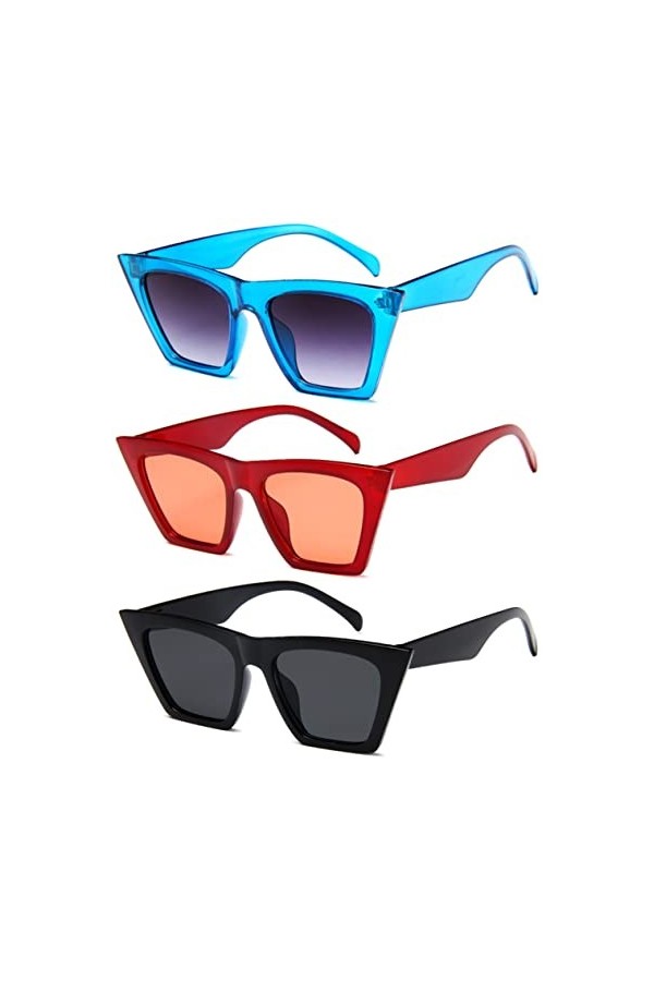 Unning Lunettes de soleil vintage Cateye pour femme, rétro carrées yeux de chat, lunettes de soleil tendance tendance pour fe