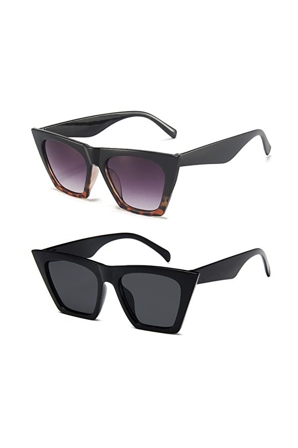 Unning Lunettes de soleil vintage Cateye pour femme, rétro carrées yeux de chat, lunettes de soleil tendance tendance pour fe