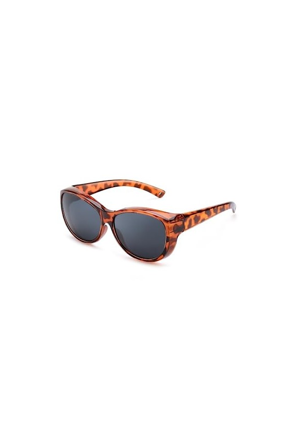 Enafad Lunettes de soleil polarisées pour femme, monture ronde avec protection UV400, Marron tortue gris