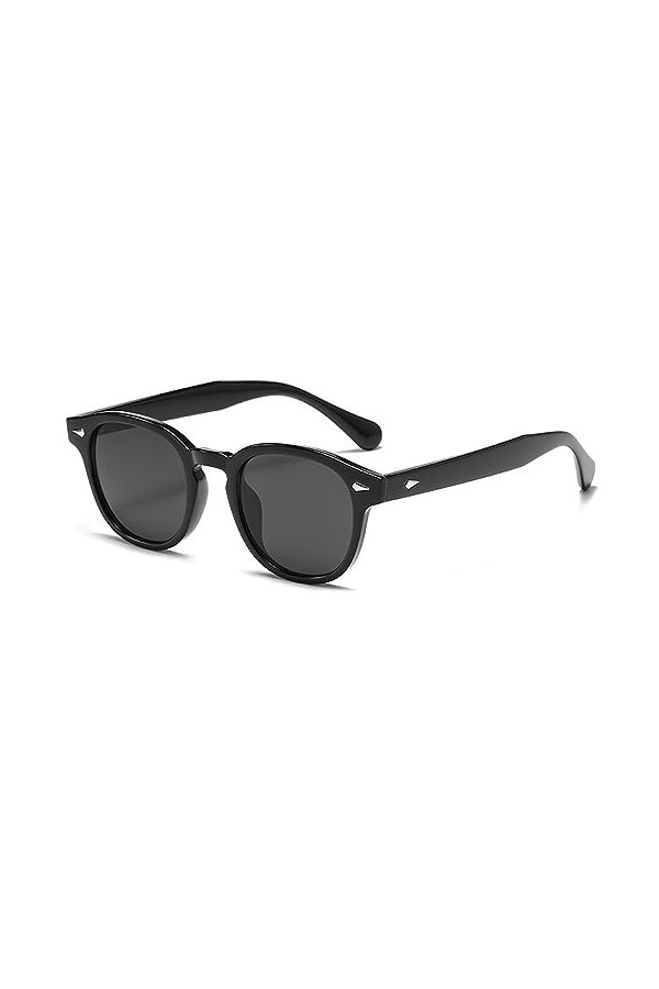 Ggpyyon Lunettes de soleil ovales rétro pour homme et femme - Protection UV400, noir/gris