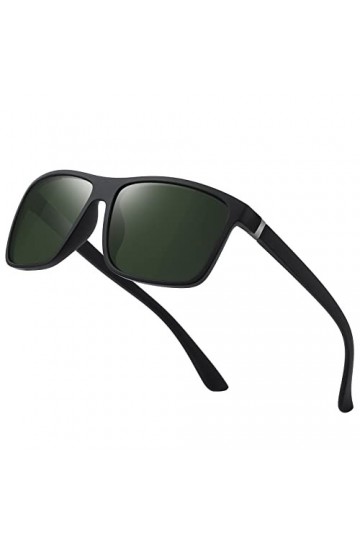 suoso Lunettes de soleil de sport polarisées pour homme et femme - Noir - Lunettes de soleil rectangulaires rétro classiques 