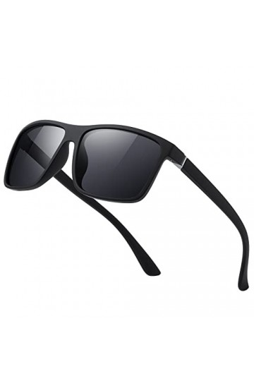 suoso Lunettes de soleil polarisées pour homme et femme - Lunettes de soleil - Lunettes de soleil - Unisexe - Rétro - Noir - 