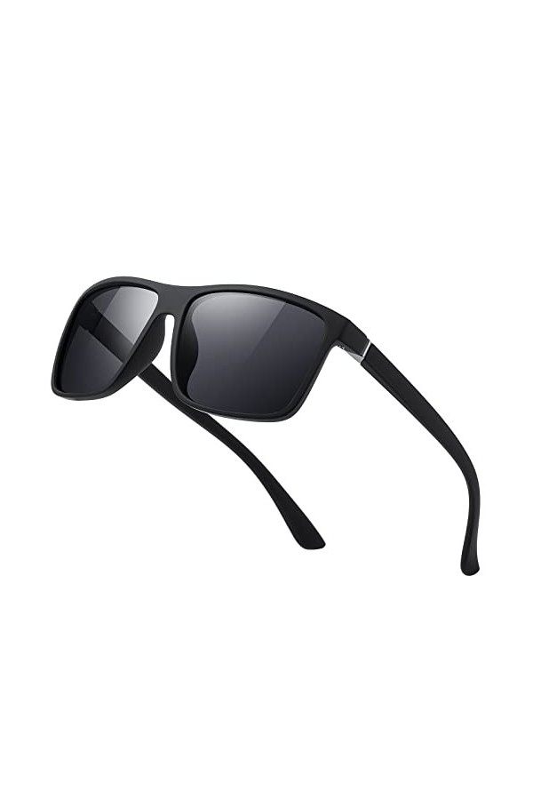 suoso Lunettes de soleil polarisées pour homme et femme - Lunettes de soleil - Lunettes de soleil - Unisexe - Rétro - Noir - 