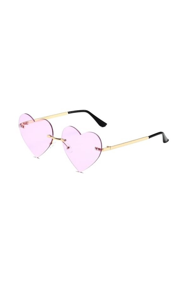 WDZAYXC Lunettes de soleil minimalistes sans monture en forme de cœur - Verres mignons et tendance, Violet clair