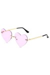 WDZAYXC Lunettes de soleil minimalistes sans monture en forme de cœur - Verres mignons et tendance, Violet clair
