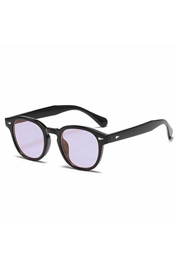 OSAGAMA Lunettes de soleil rondes rétro vintage pour homme et femme, Noir /violet, Medium
