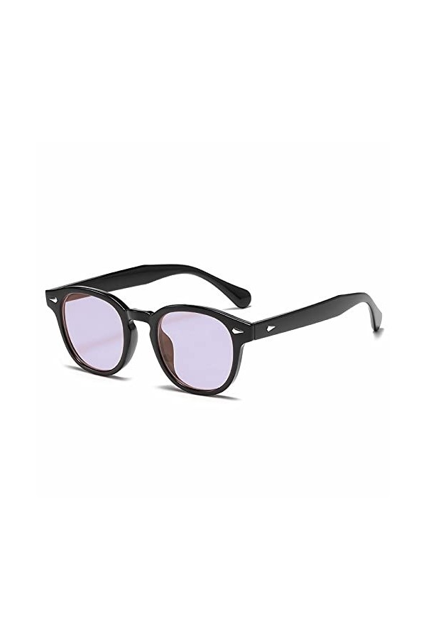 OSAGAMA Lunettes de soleil rondes rétro vintage pour homme et femme, Noir /violet, Medium