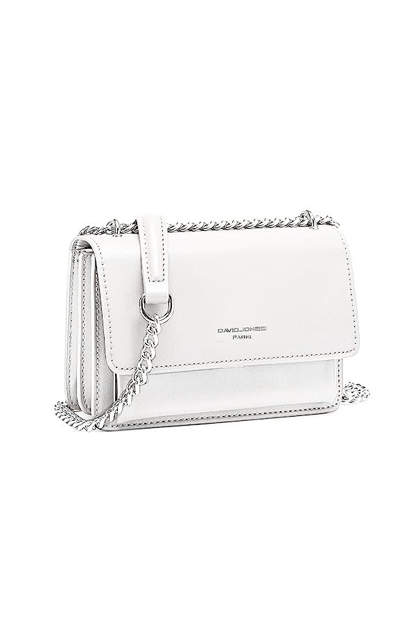 David Jones - Petit Sac Bandoulière Femme - Mini Pochette Téléphone Portable Cuir PU Rigide - Chaînes Porté Epaule - Besace R