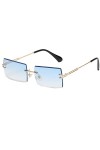 Ggpyyon Lunettes de soleil rectangulaires sans monture - Lunettes carrées transparentes Y2K pour homme et femme, Doré/bleu dé