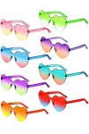 Unning Lot de 8 paires de lunettes de soleil en forme de cœur pour femme, couleur néon, lunettes amusantes transparentes pour