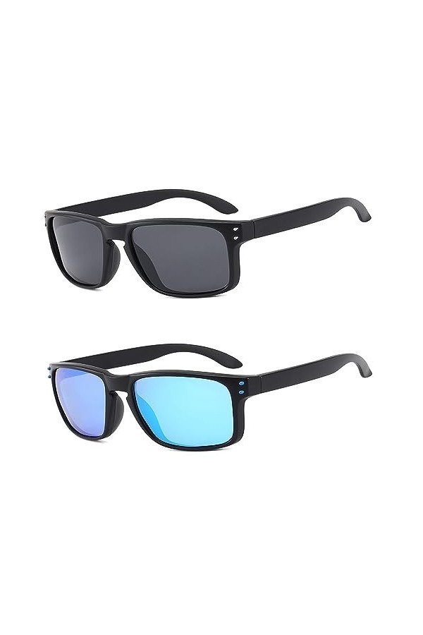 Sunwuun Lunettes de soleil polarisées pour homme et femme - Lunettes de soleil classiques rétro polarisées - Verres tendance 