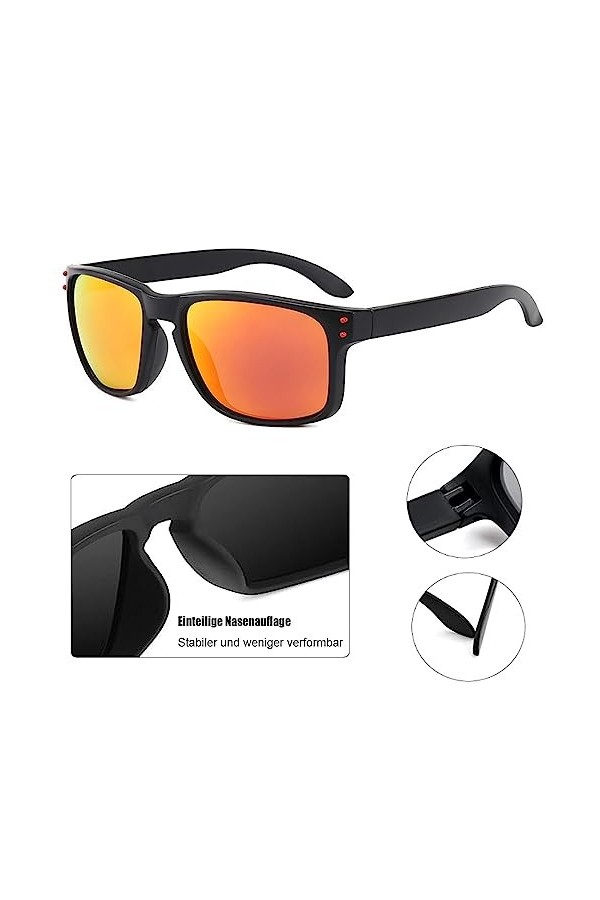 Sunwuun Lunettes de soleil polarisées pour homme et femme - Lunettes de soleil classiques rétro polarisées - Verres tendance 