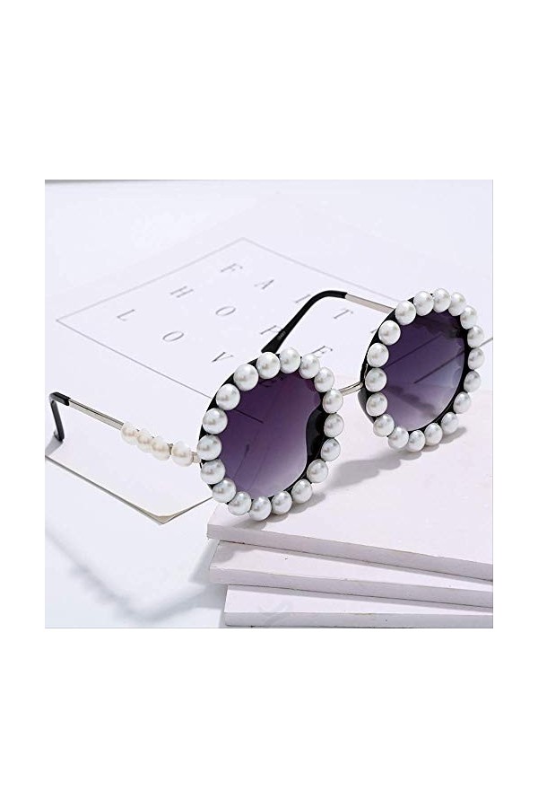 N/C Lunettes De Soleil Rondes À Lentille Océan Perle, Lunettes De Soleil Rétro Faites À La Main, du Même Style Que Létoile