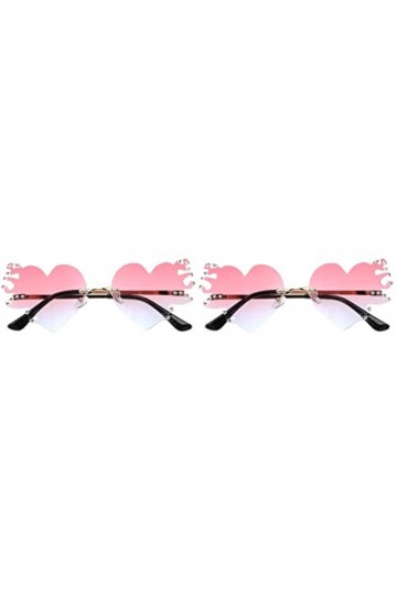 Gadpiparty 2 Paires Lunettes De Soleil Flamme Lunettes Mignonnes Lunettes De Fête Dété Lunettes De Soleil Femmes Aime Les Lu