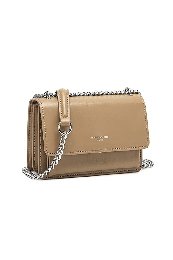David Jones - Petit Sac Bandoulière Femme - Mini Pochette Téléphone Portable Cuir PU Rigide - Chaînes Porté Epaule - Besace R
