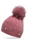 Caspar MU143 Bonnet dhiver en tricot fin avec pompon pour femme, Couleur:noir, Taille:Taille unique