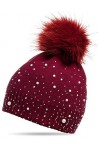 Caspar MU143 Bonnet dhiver en tricot fin avec pompon pour femme, Couleur:noir, Taille:Taille unique