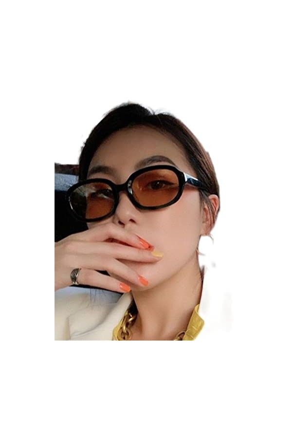YANGQI Lunettes de soleil ovales concaves vintage pour femme Design tendance Lunettes de soleil rétro Hip Hop Vintage Rond De