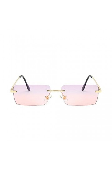 YIERJIU Lunettes Marque de Petit Rectangle Lunettes de Soleil Femmes Gris Rose Nuances pour Femmes 90 s Vintage sans Monture 