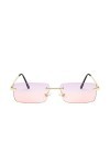 YIERJIU Lunettes Marque de Petit Rectangle Lunettes de Soleil Femmes Gris Rose Nuances pour Femmes 90 s Vintage sans Monture 