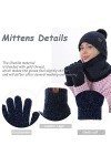 Ensemble bonnet, écharpe et gants 3 en 1 pour femme - Chaud - Doublure en polaire thermique - Avec pompon - Pour écran tactil