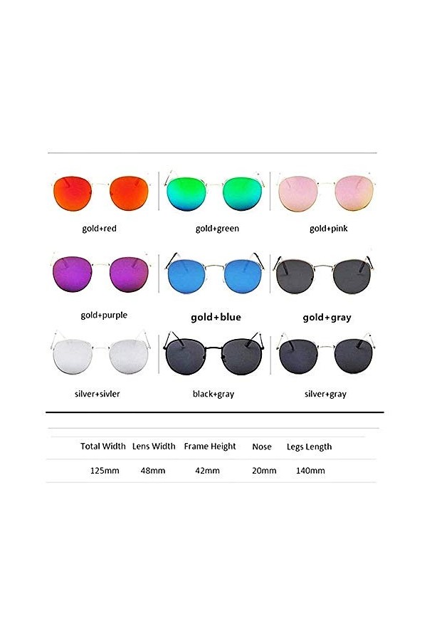 Inception Pro Infinite Lunettes de soleil rondes femme - homme femme - homme - rétro - miroir - or - monture métallique - uv 