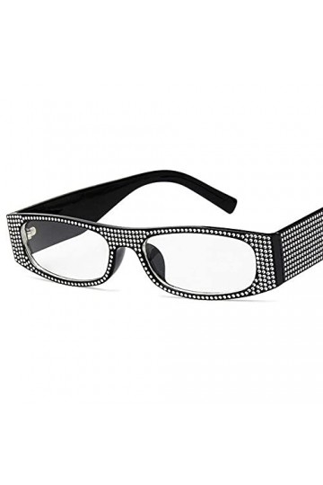 WQZYY&ASDCD des Lunettes De Soleil Femme Homme Vintage Strass Lunettes De Soleil Femmes Rétro Rectangle Lunettes De Soleil Da