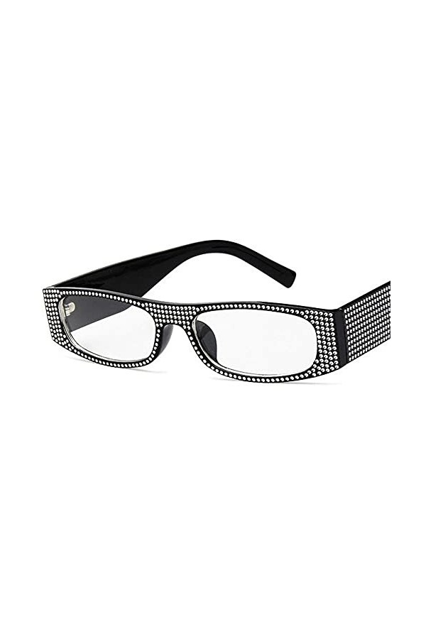 WQZYY&ASDCD des Lunettes De Soleil Femme Homme Vintage Strass Lunettes De Soleil Femmes Rétro Rectangle Lunettes De Soleil Da