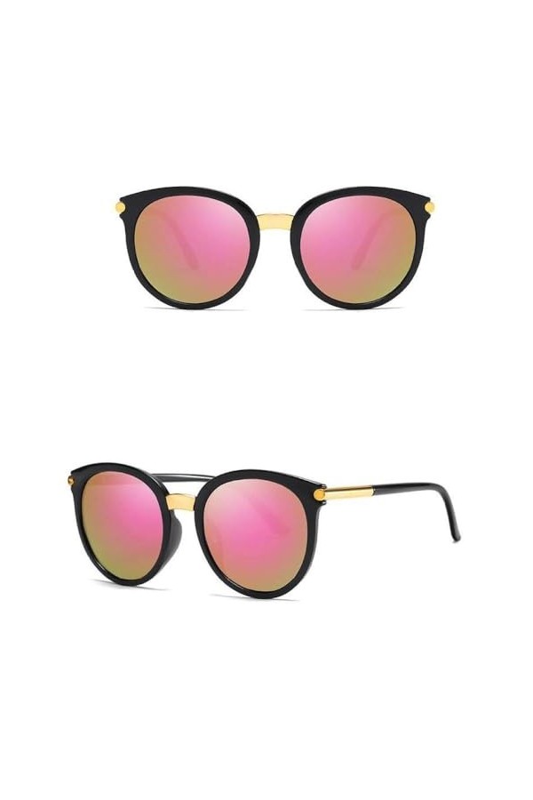 Lunettes de Soleil Oeil de Chat Sexy Femme Miroir Lunettes de Soleil Femme Lunettes de Soleil Rondes pour Dames Lunettes UV40