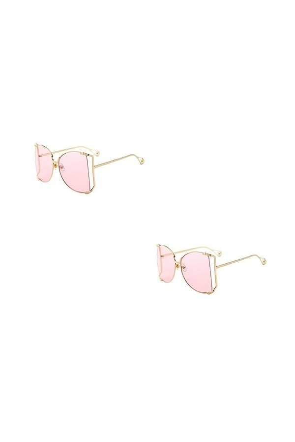 Lurrose 2 Pièces Lunettes De Soleil Surdimensionnées Lunettes De Soleil De Quai Pour Femmes Lunettes De Soleil Mode Pour Femm