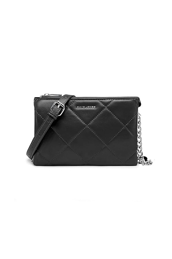 David Jones - Petite Pochette Bandoulière Femme - Sacoche Chaînes Simili Cuir Matelassé - Sac à Main Soirée Besace Porté Epau