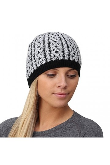 TrailHeads Bonnet dhiver pour femme avec torsade Câble en tricot , noir/blanc