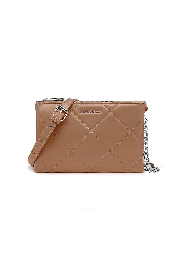 David Jones - Petite Pochette Bandoulière Femme - Sacoche Chaînes Simili Cuir Matelassé - Sac à Main Soirée Besace Porté Epau