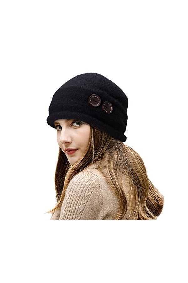 Chapeau vintage pour femme en cloche - Laine élégante - Par Lawliet - Rouge - Taille Unique