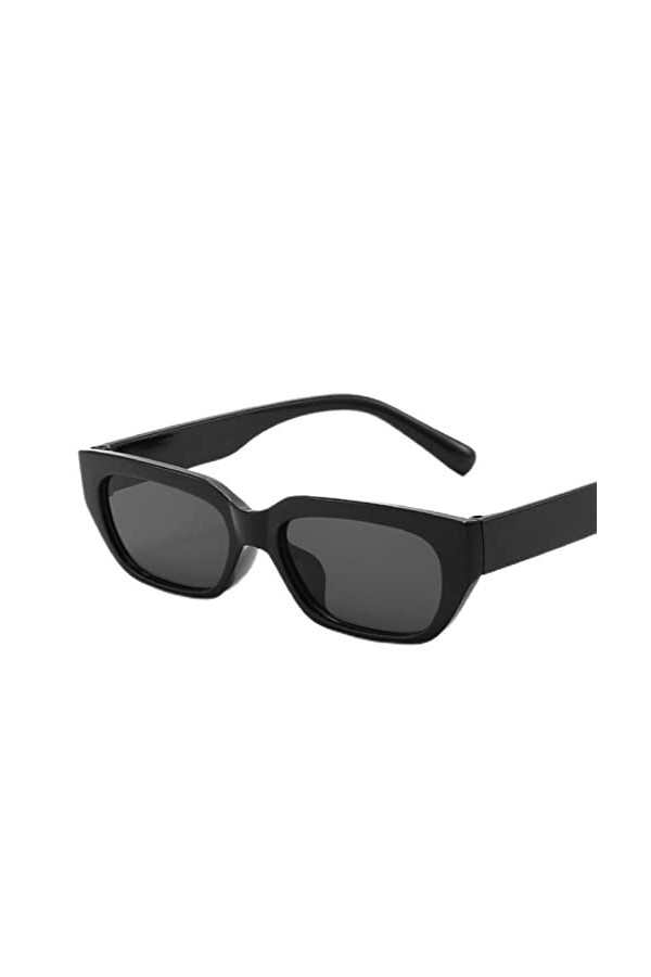 YANGQI Lunettes de soleil rectangulaires vintage roses pour femme œil de chat style rétro design tendance moderne noir gris, 