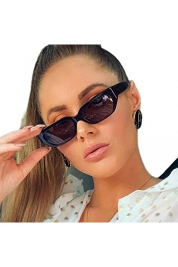 YANGQI Lunettes de soleil rectangulaires vintage roses pour femme œil de chat style rétro design tendance moderne noir gris, 