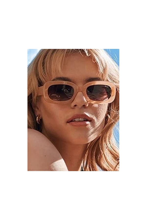 Lunettes de soleil rectangulaires jaunes pour femme Style Ins Lunettes de soleil pour homme et femme Couleurs bonbon Petit th