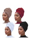 4 Pièces Jersey Stretch Turban Head Wrap KnitHeadwraps Urban Hair Scarf Couleur unie u1tra Soft Extra Long Breathable Head Ba