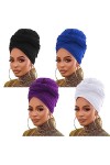 4 Pièces Jersey Stretch Turban Head Wrap KnitHeadwraps Urban Hair Scarf Couleur unie u1tra Soft Extra Long Breathable Head Ba