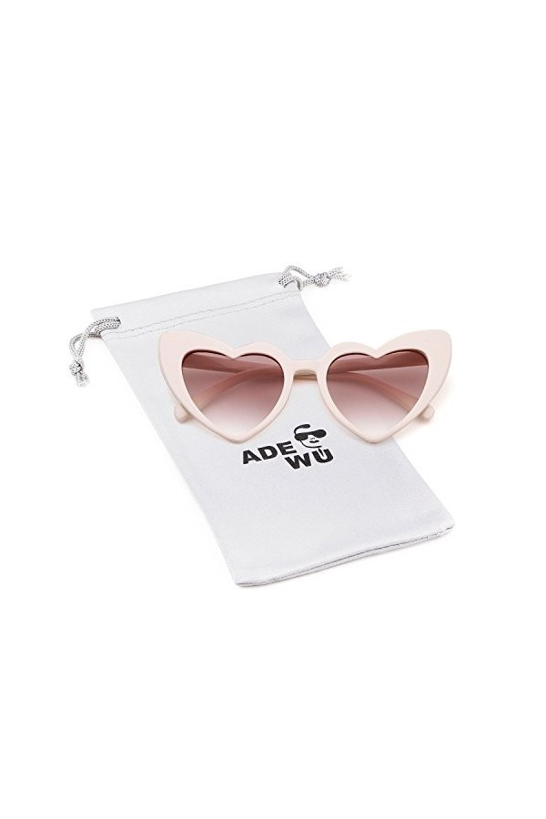 ADEWU Lunettes de soleil en forme de cœur pour mariage style rétro unisexe protection UV lunettes de fête mode féminine
