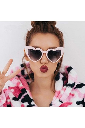 ADEWU Lunettes de soleil en forme de cœur pour mariage style rétro unisexe protection UV lunettes de fête mode féminine