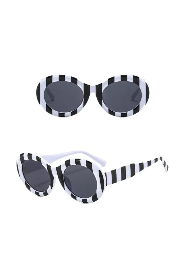 Lunettes de soleil surdimensionnées ovales multicolores zébré pour homme et femme