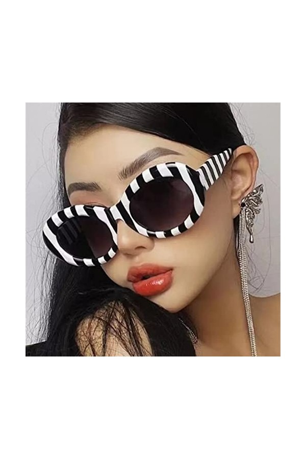 Lunettes de soleil surdimensionnées ovales multicolores zébré pour homme et femme