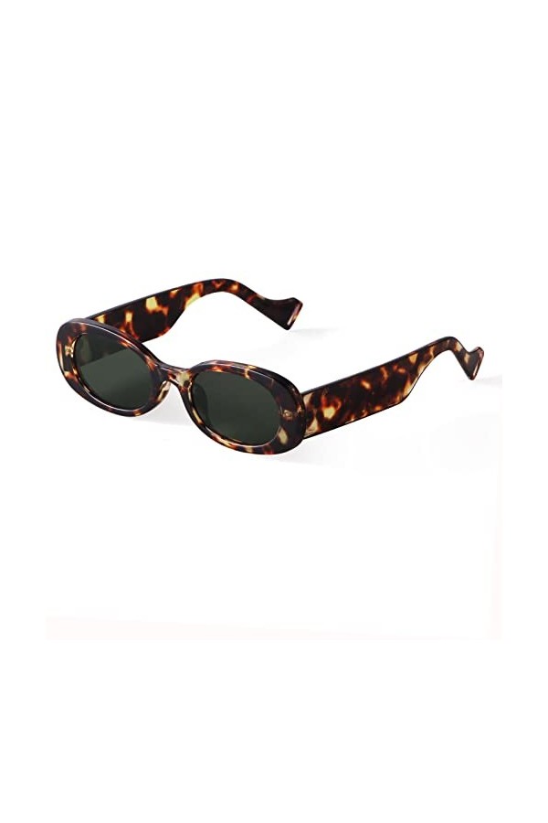 ADEWU Y2K Lunettes de soleil ovales rétro années 90 pour homme et femme, Léopard G15