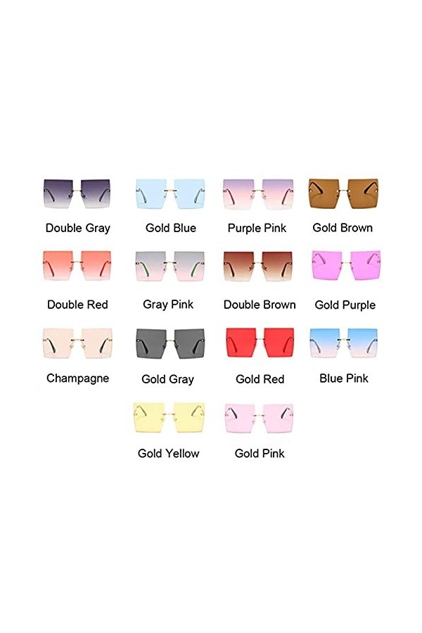 HSCDQ Lunettes de Soleil Square surdimensionnées Femmes Vintage Luxe Sun Lunettes Sun Sun pour Femme Grand Cadre Dégimal Miro