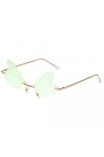 YOJUED Lunettes de soleil papillon avec ailes de libellule - Lunettes irrégulières pour femme et fille, Vert miroir