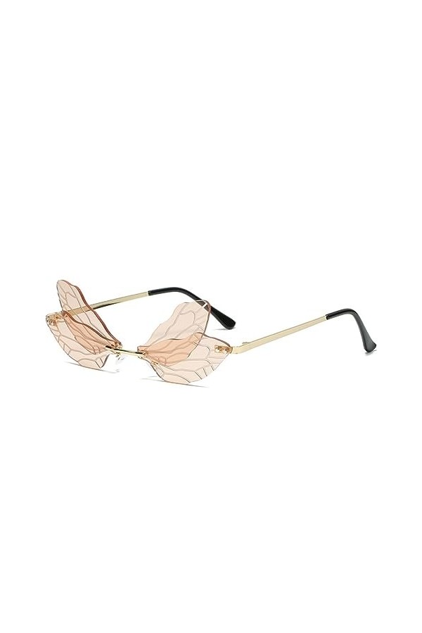 YOJUED Lunettes de soleil papillon avec ailes de libellule - Lunettes irrégulières pour femme et fille, Vert miroir