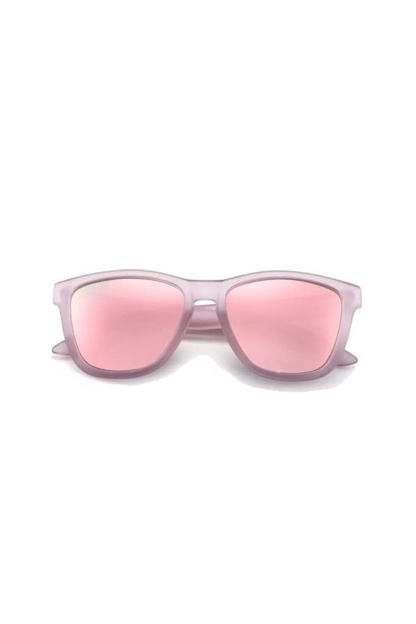 No Name Ltd Lunettes de soleil rétro carrées roses polarisées miroir réfléchissant pour femme et homme, Rose pâle, flamant ro