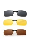 Lot de 3 lunettes de soleil polarisées à clipser sur des lunettes de vue, anti-reflets UV400, fonction rabattable pour hommes